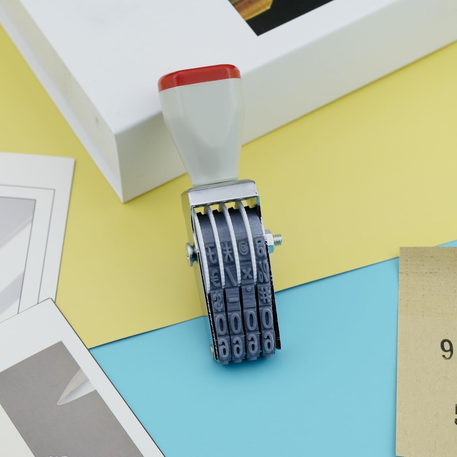 4 Digit Number Stamp by JPKTA,Rubber Changeable Office 4 Stamp, Grey