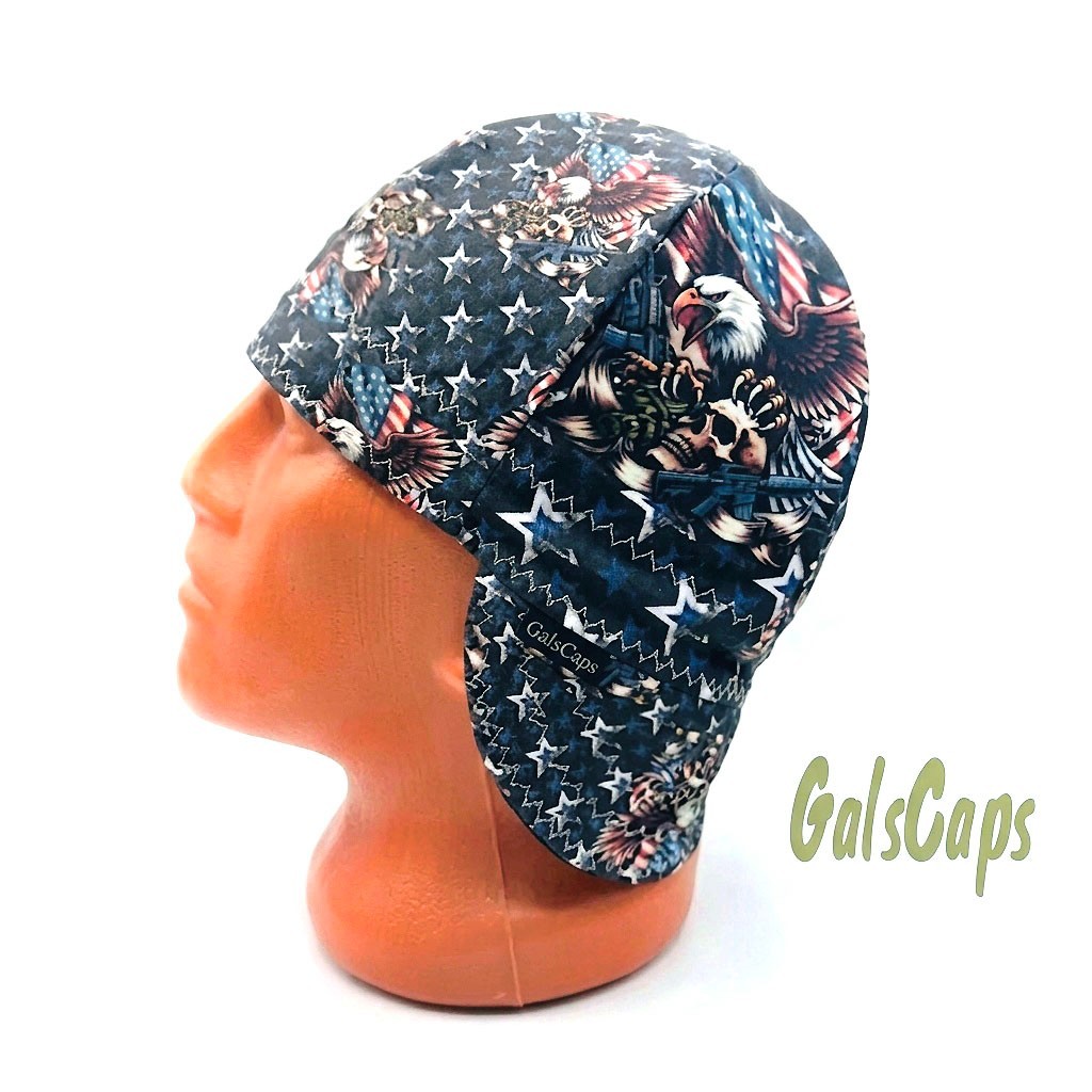 Patriotic Eagle Reversible 100%Cotton Weld cap Welders Cap Made in USA