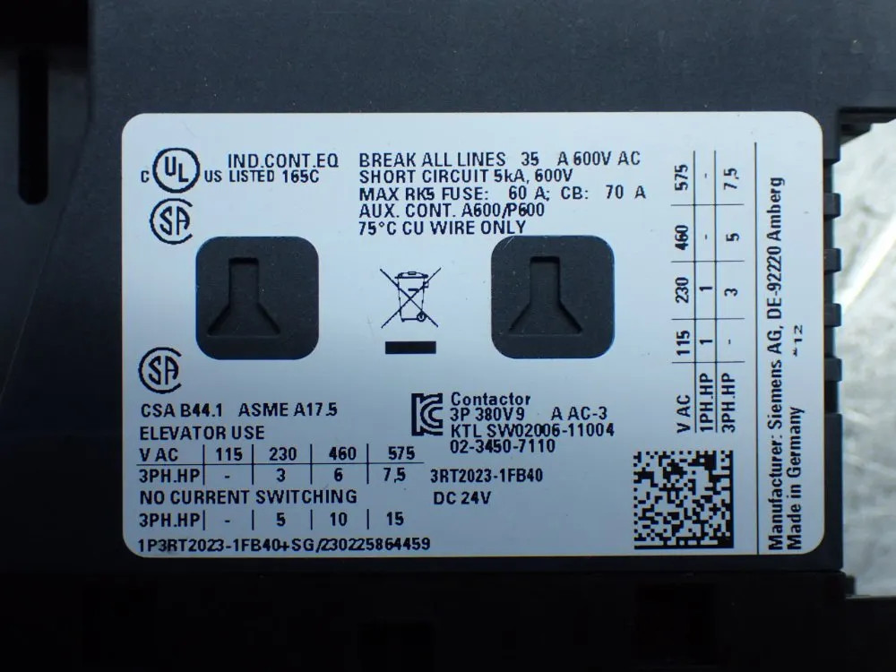 SIEMENS CONTACTOR 3RT2023-1FB40