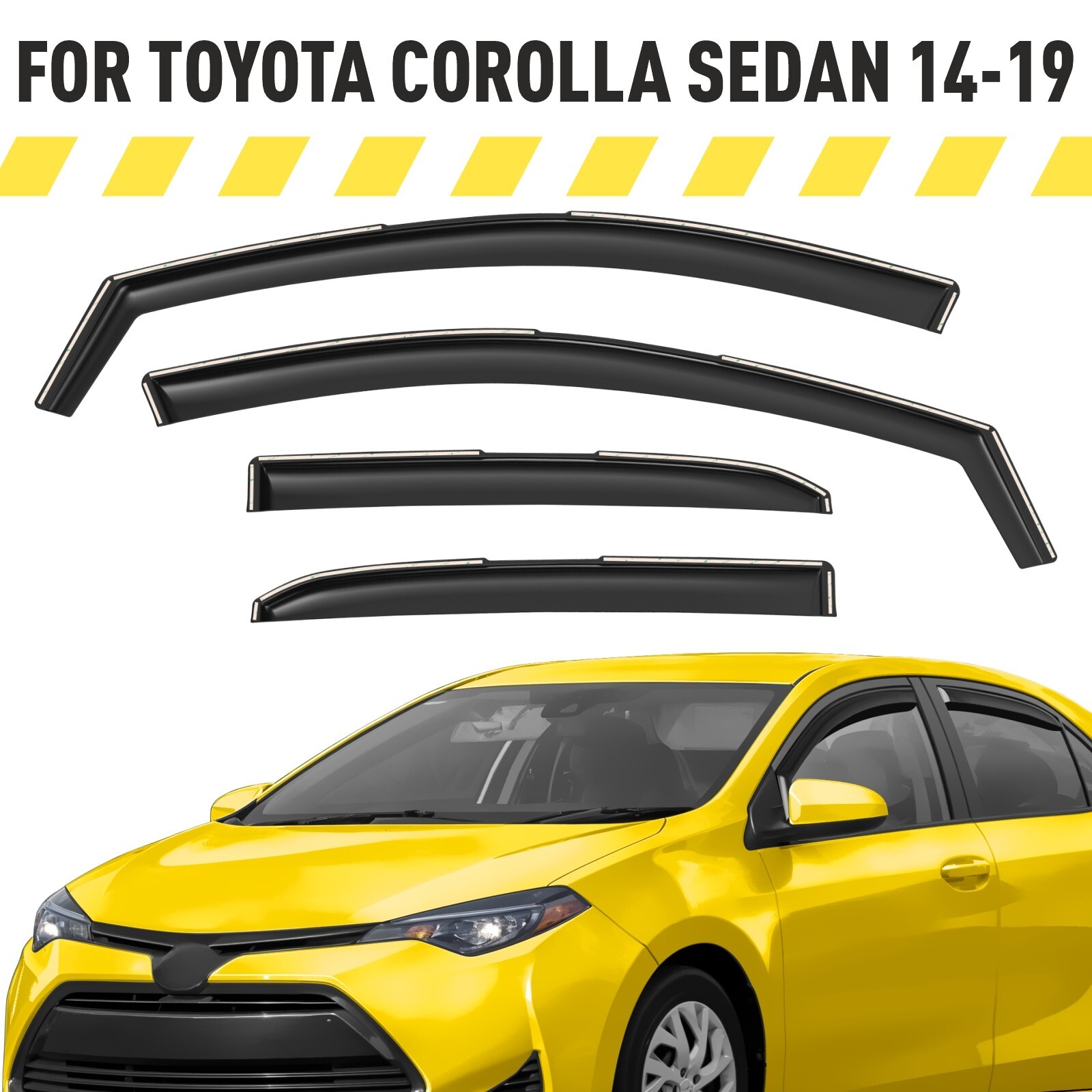 Rain Guards Vent Visors Shade for 2014-2019 Toyota Corolla In-Channel