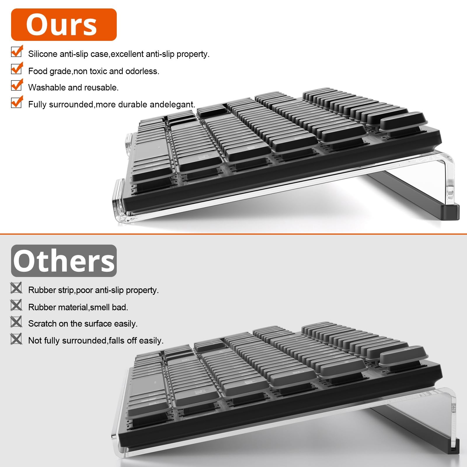 Ergonomic Computer Keyboard Stand Acrylic Tilt Riser Clear Anti Slip