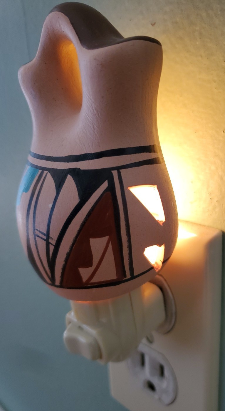 Southwestern Ceramic Night Light, Hand Painted Signed