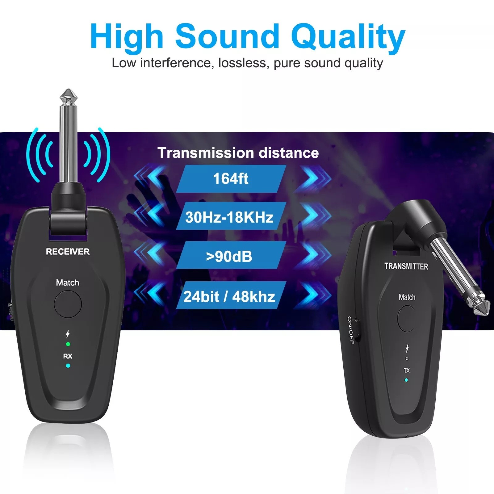 New UHF Wireless Guitar System Transmitter Receiver Instrument Accessories