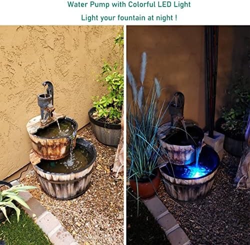 Submersible fountain pump with LED light