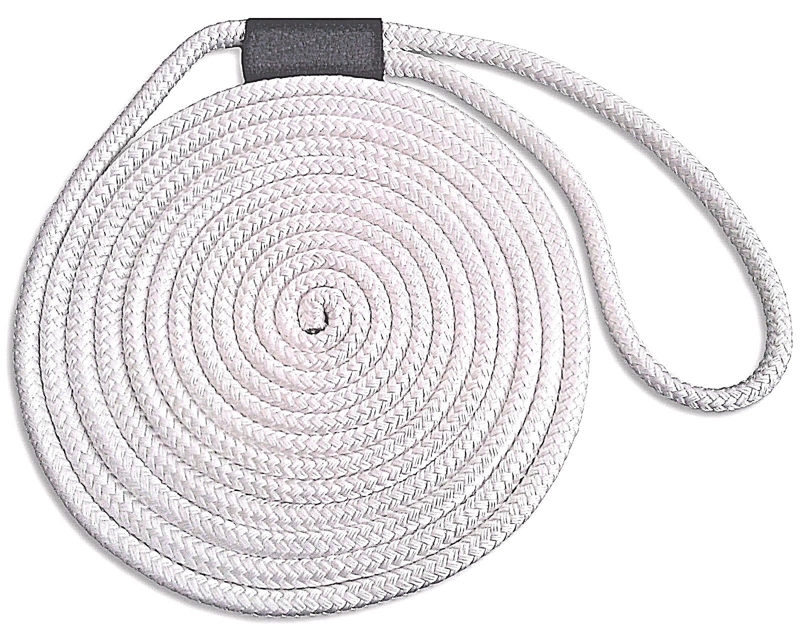 5/8" x 20' Double Braid Premium White Nylon Dock Lines - Made in USA