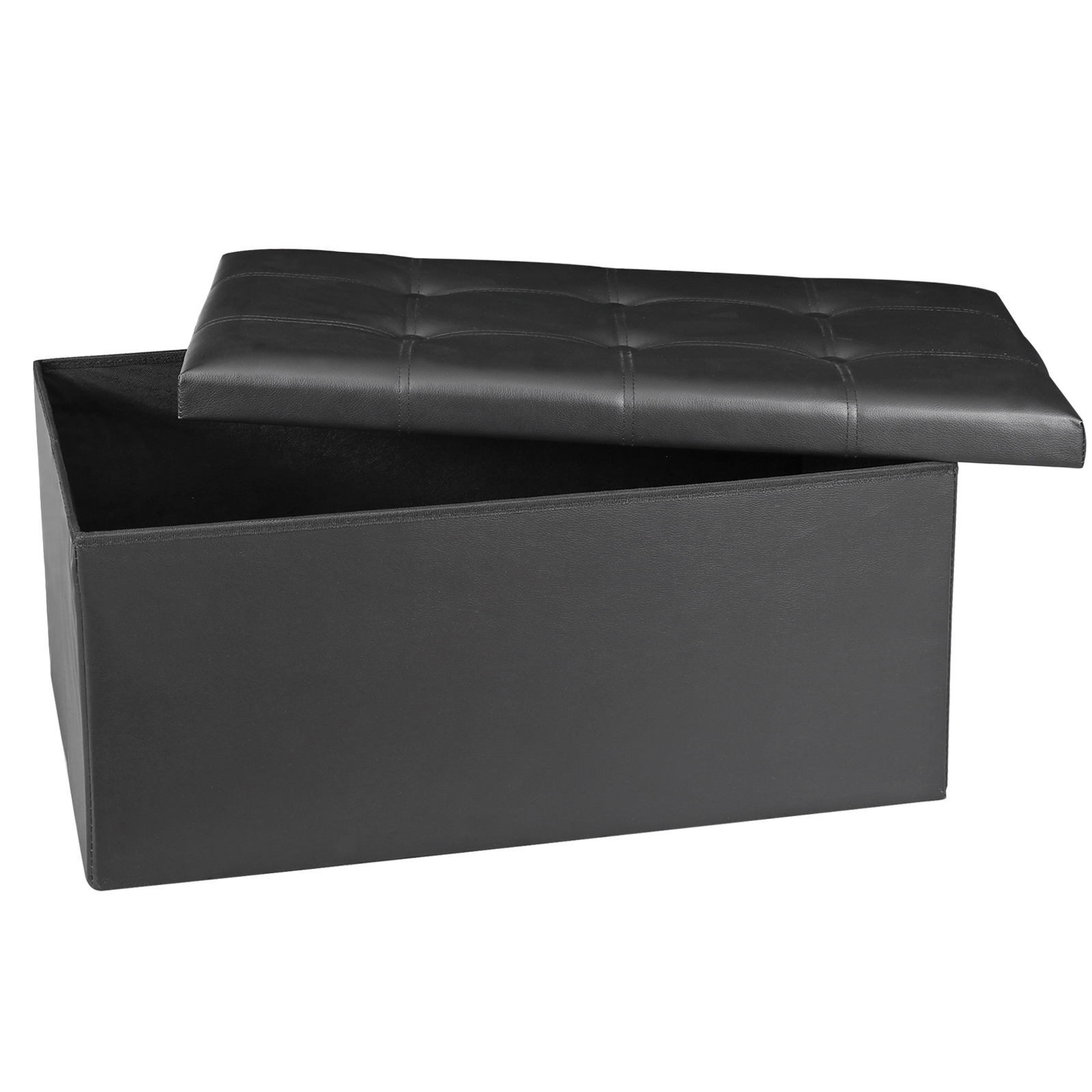 30" Folding Storage Ottoman Footstools MDF Frame Hallway Soft Seat Black