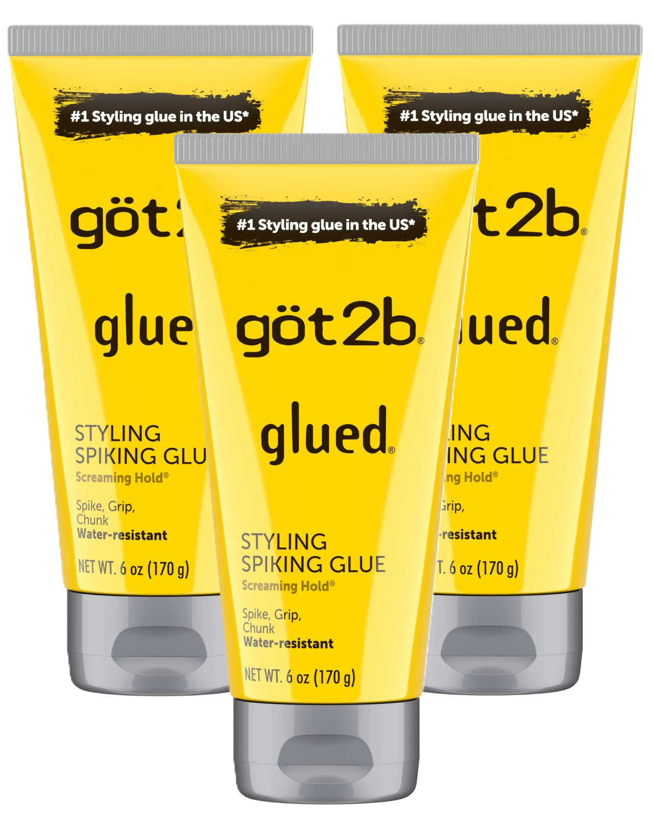 got2b Glued Styling Spiking Hair Gel, Water-Resistant, Bold, , 6 oz (3 Pack)