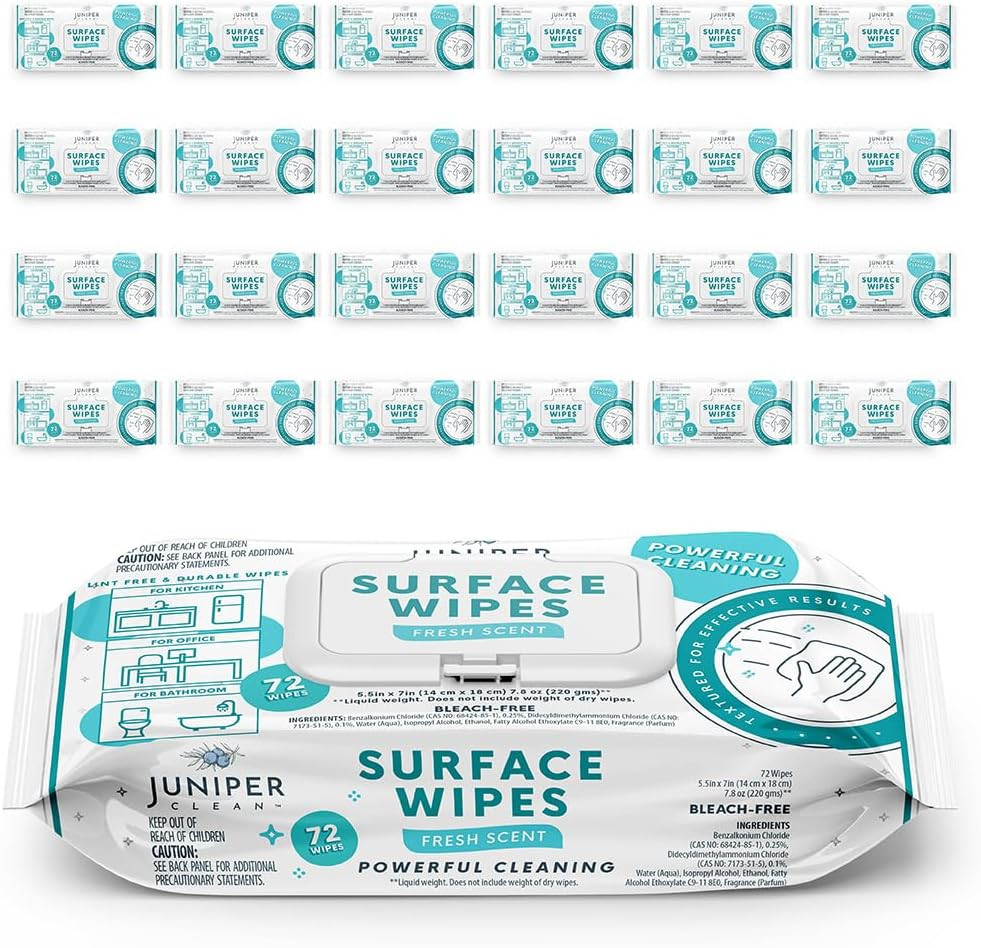 24 Pack Surface Cleaning Wipes Bleach Free, All-Purpose Cleaner for Bathroom, Ki