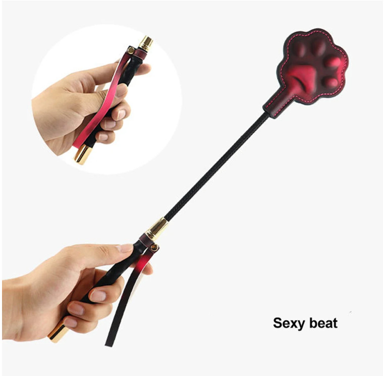 BDSM Leather Flogger Red Sex Whip Cat Paw Long Horse Riding Crop Whip Flogger