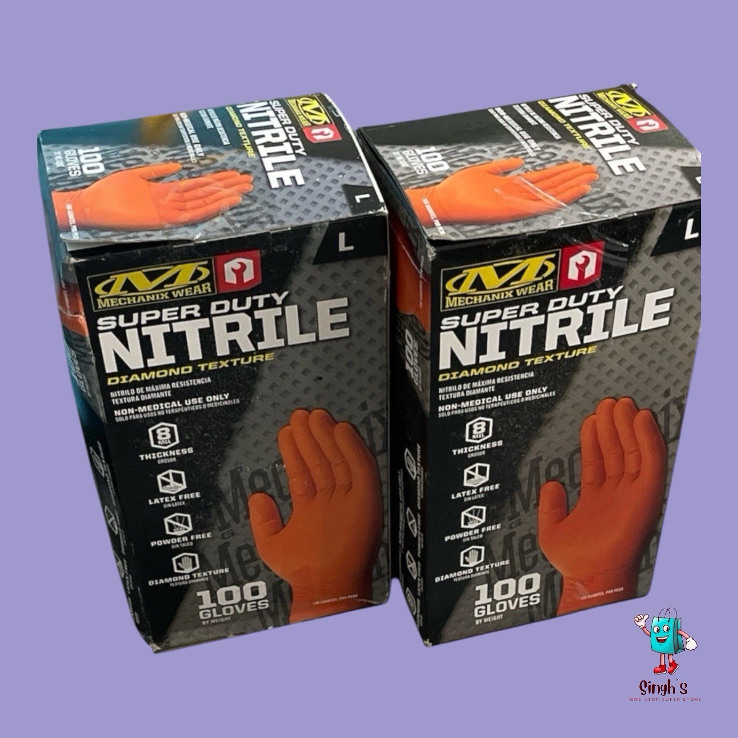 Mechanix Wear: 8 Mil Heavy Duty Large Nitrile Disposable Gloves (200 Gloves) S5