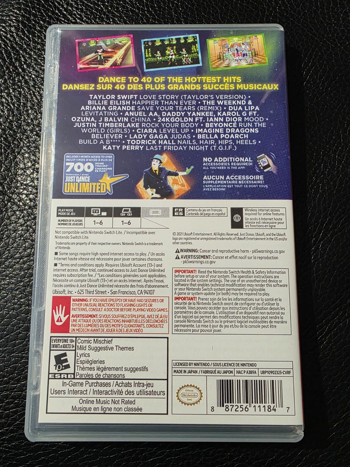 Replacement Case (NO GAME) Nintendo Switch Just Dance 2022