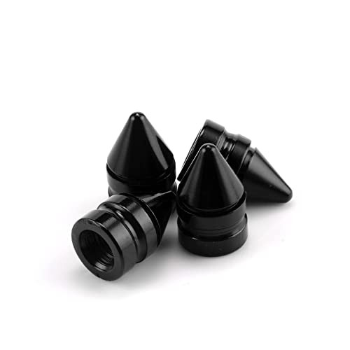 Car Tire Valve Caps, 4 Pieces of Universal Aluminum Alloy Tire Trim Black