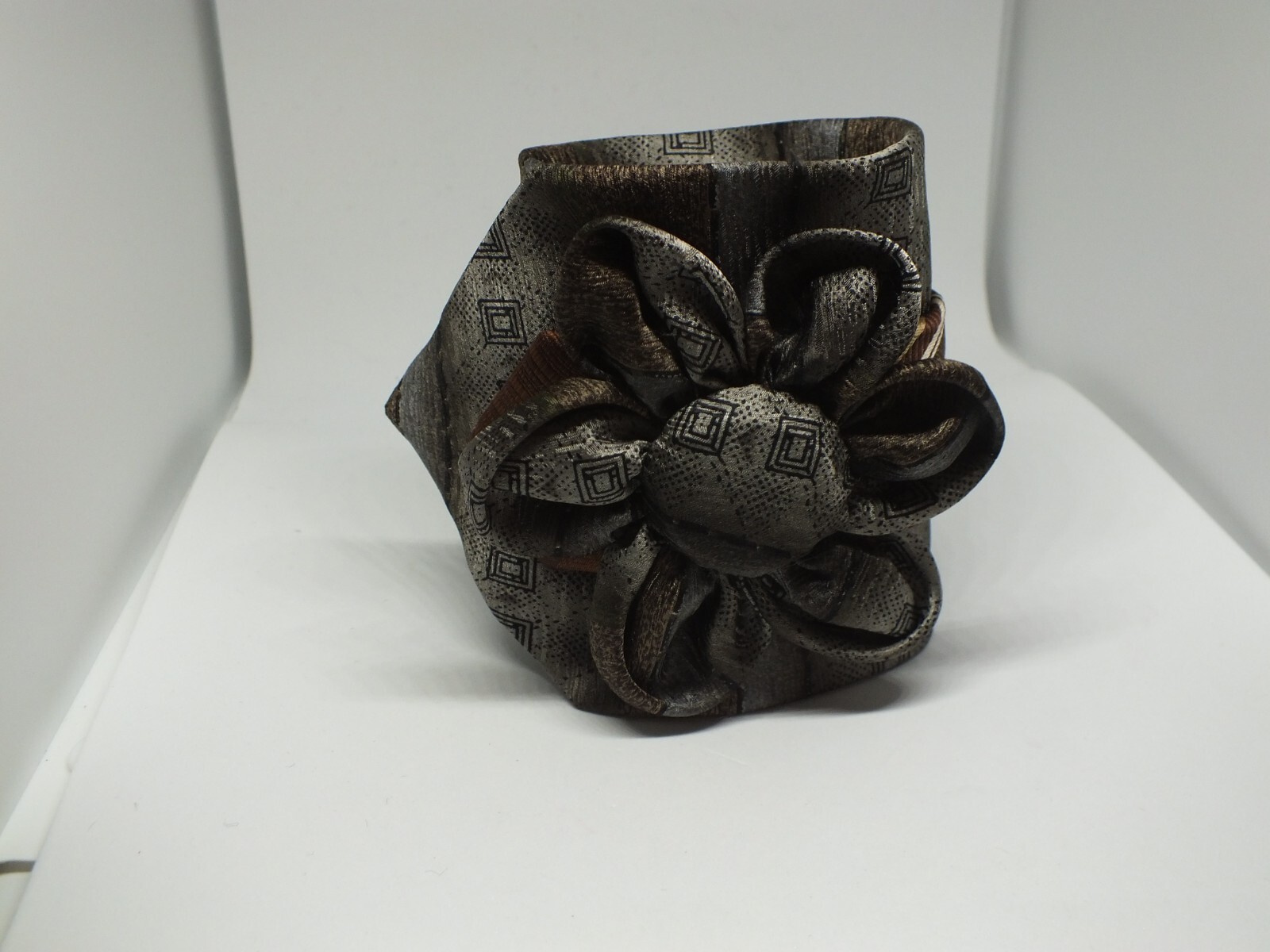 Upcycled Repurposed BOHO Bracelets From Tie Flower Snap Closure One of a Kind