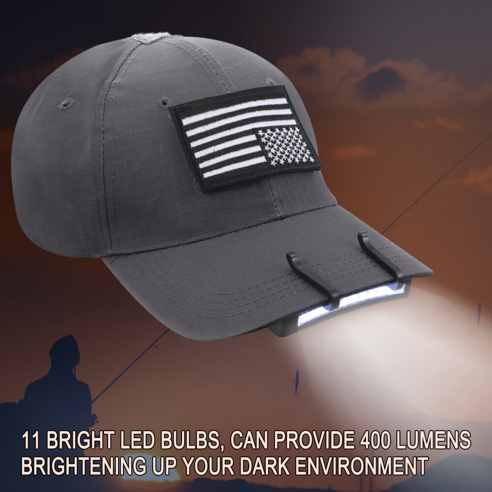 11 LED Beads Mini Cap Clip-on Head Lamp Headlight Hat Mounted Torch Light