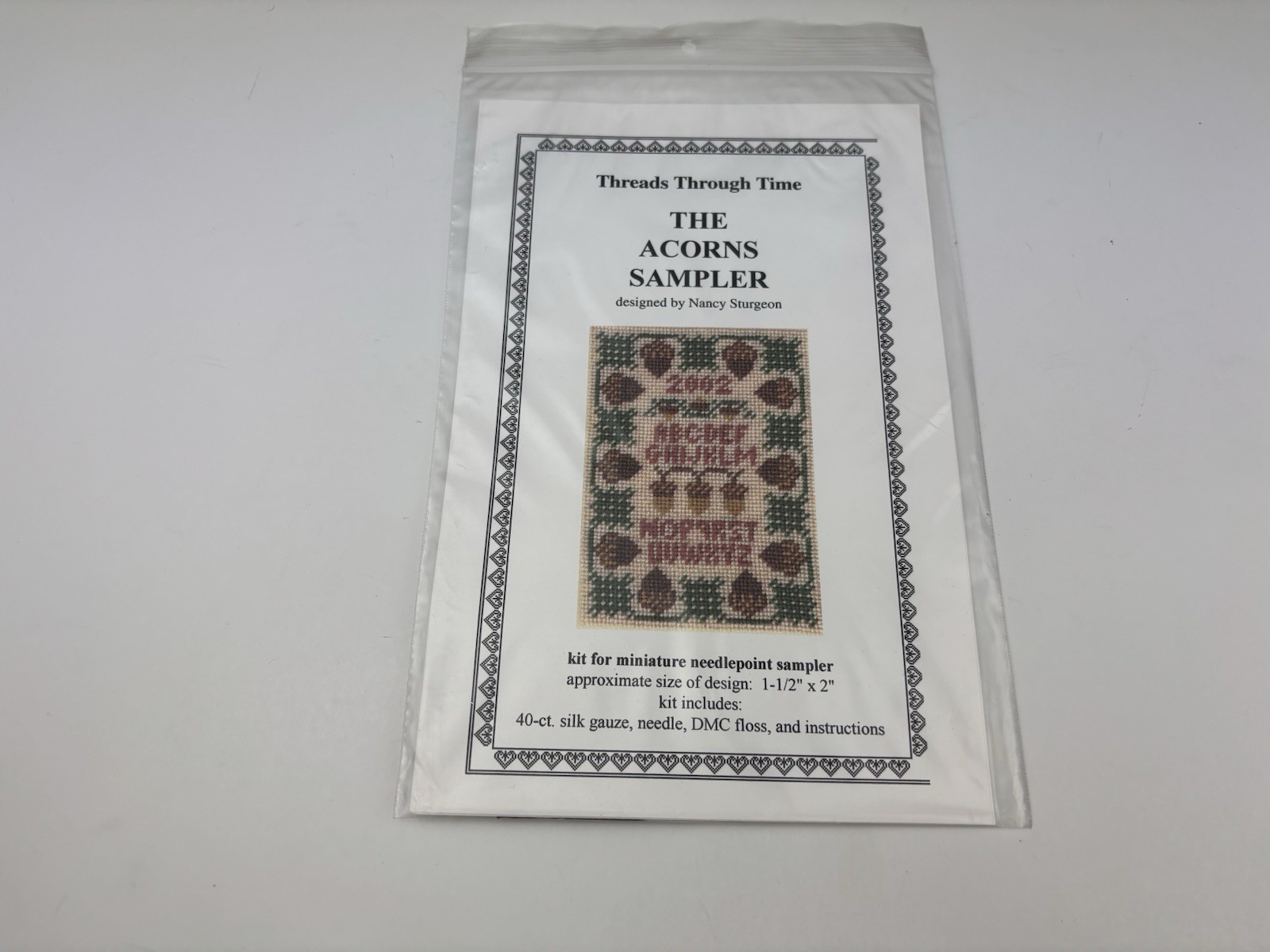 Threads Through Time The Acorns Sampler Needlepoint Pattern Kit 6S