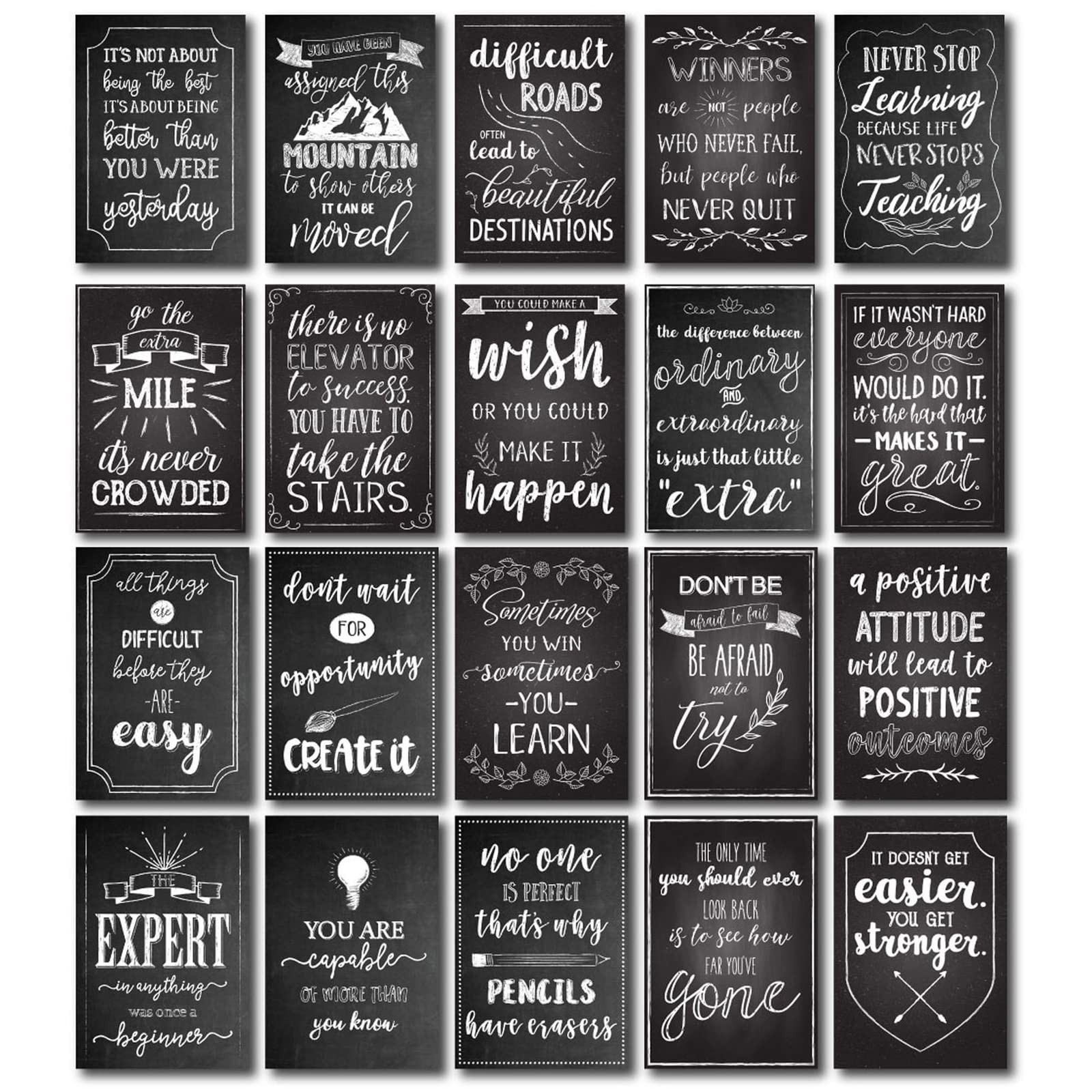 BEST PAPER GREETINGS 20-Piece Motivational 33x48 cm, CHALKBOARD DESIGN