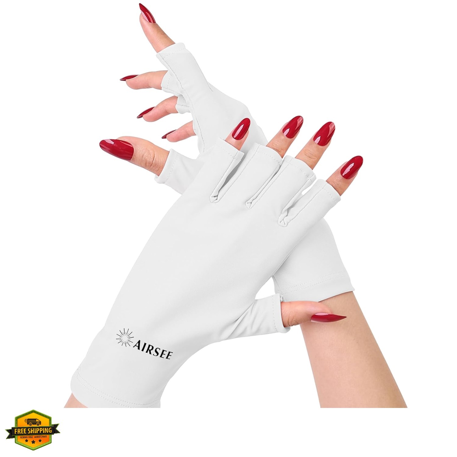 UPF 50+ UV Protection Gloves for Gel Manicures - Fingerless Design for Profes...