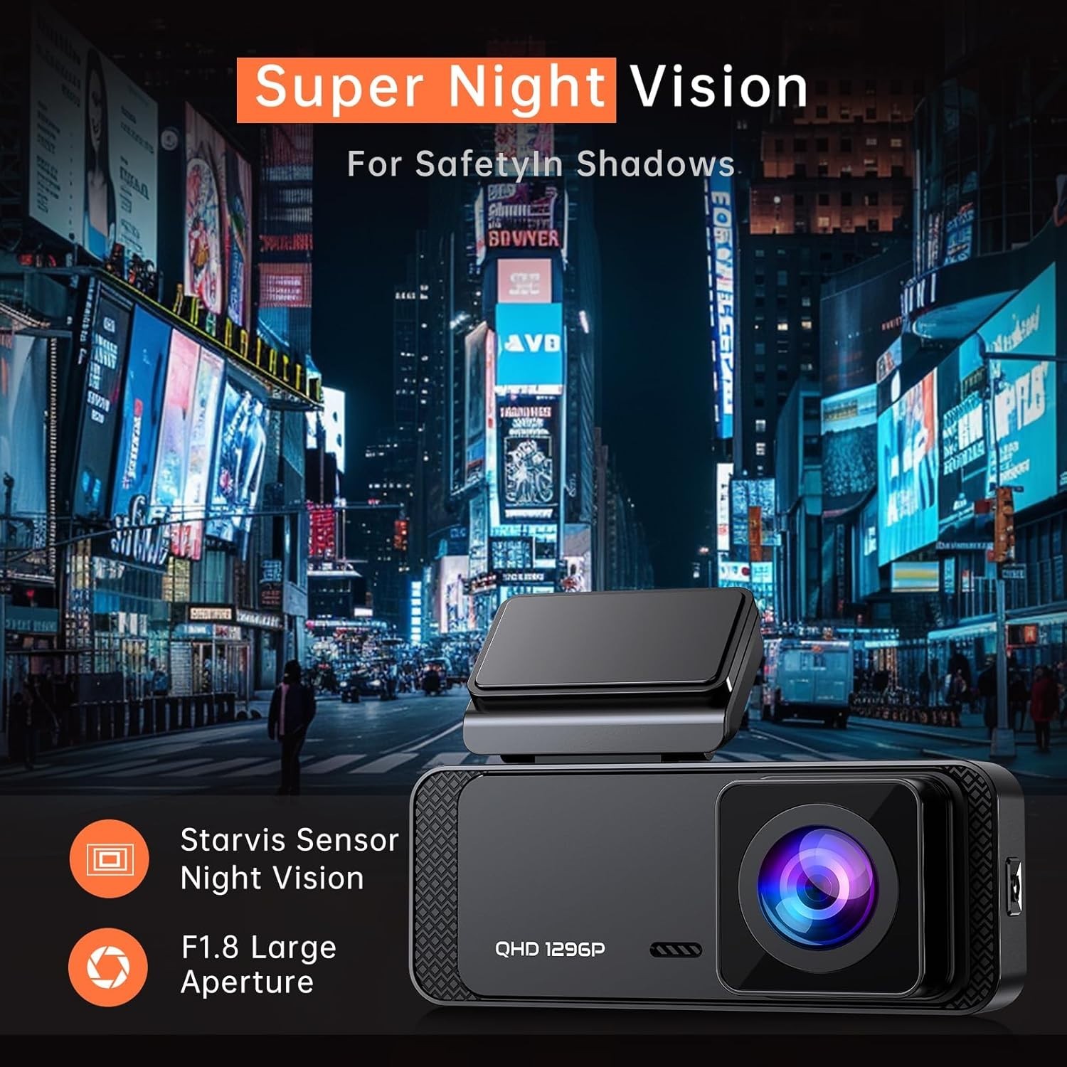 Mini WiFi Dash Cam 1296P with 24/7 Surveillance - Enhanced Night Vision Features