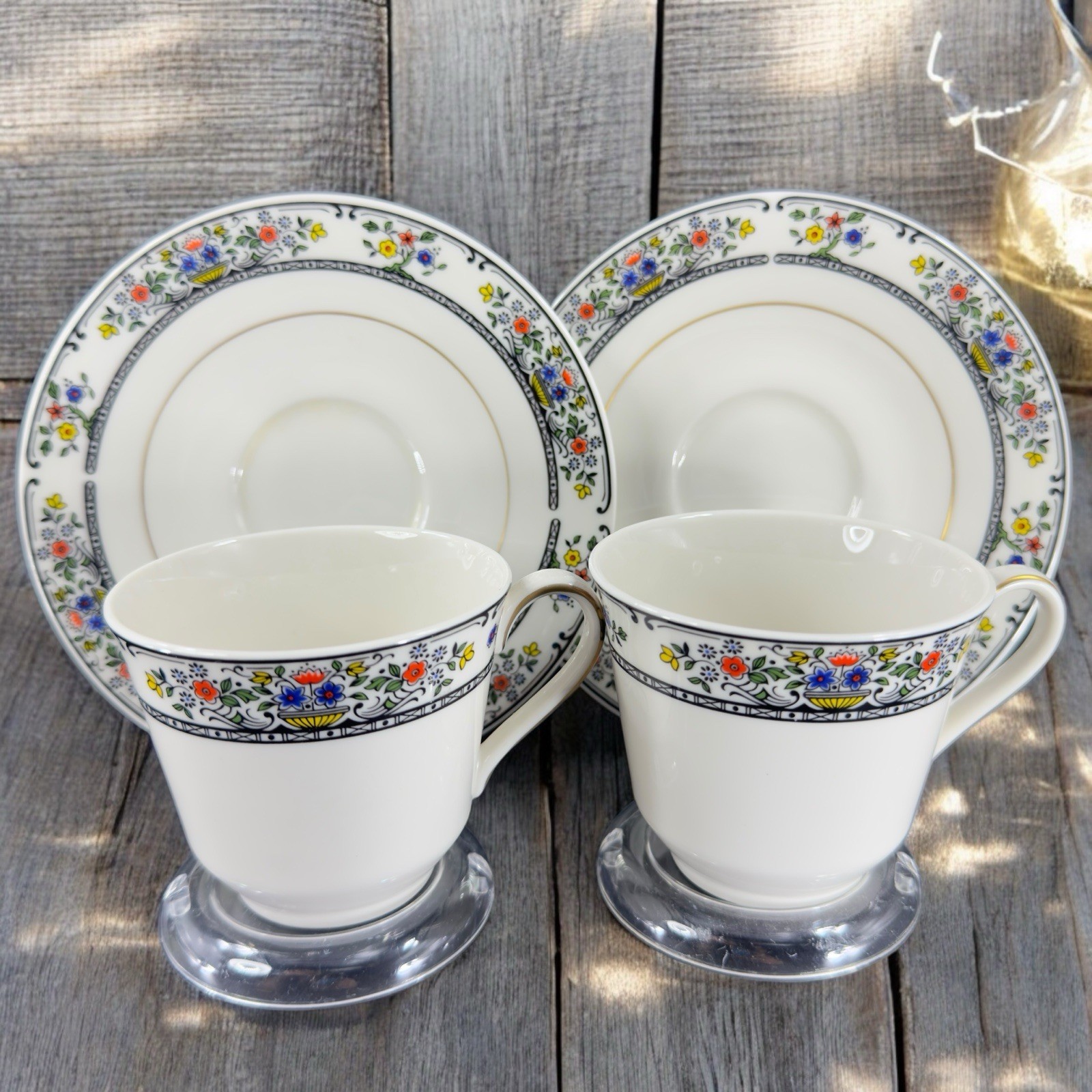 Royal Doulton Tavistock Teacup Saucer Set Porcelain 2 Cups 2 Saucers 1970s
