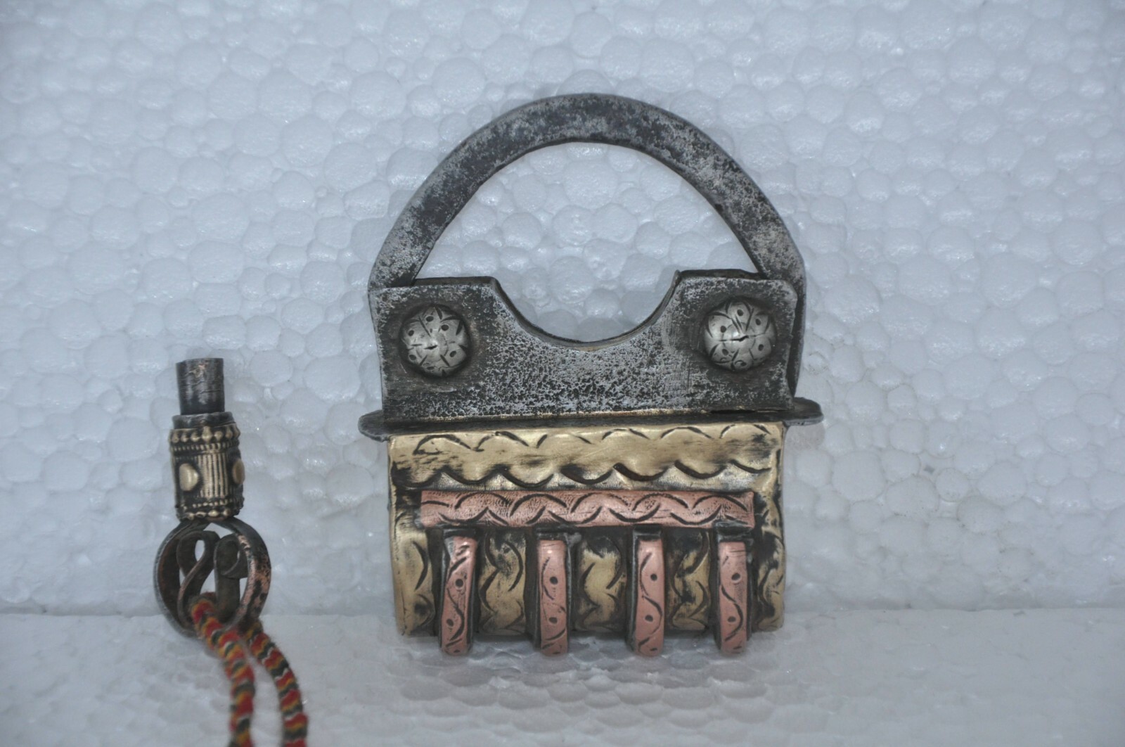 Vintage Iron Handcrafted Brass & Copper Fitted Screw Padlock