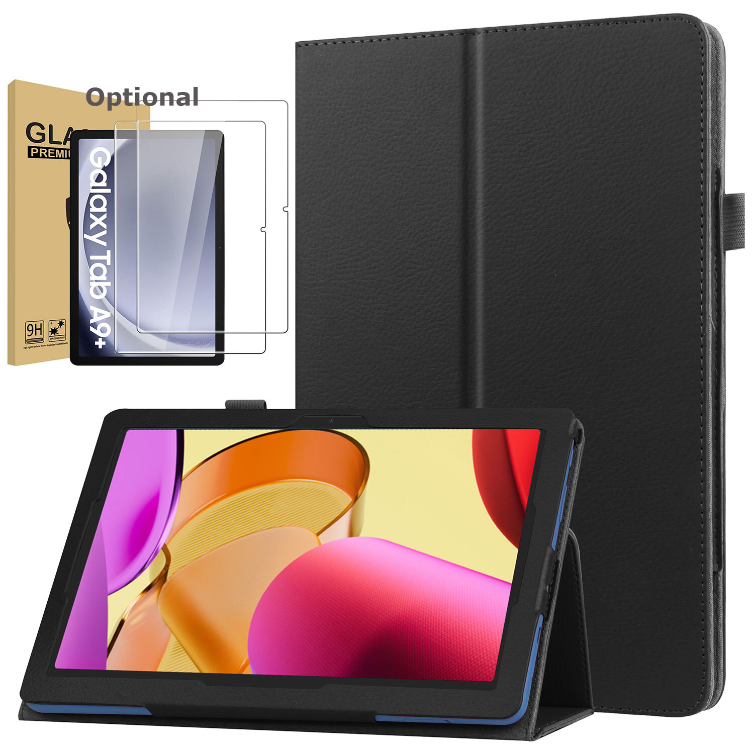 Smart Case for Samsung Galaxy Tab A9+ 11'' 2023 PU Cover/Glass Screen Films