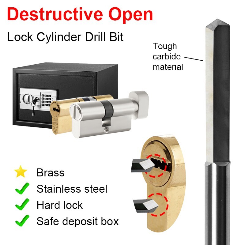 100mm Locksmith Drill Bit Carbide Lock Cylinder Destructive Opening