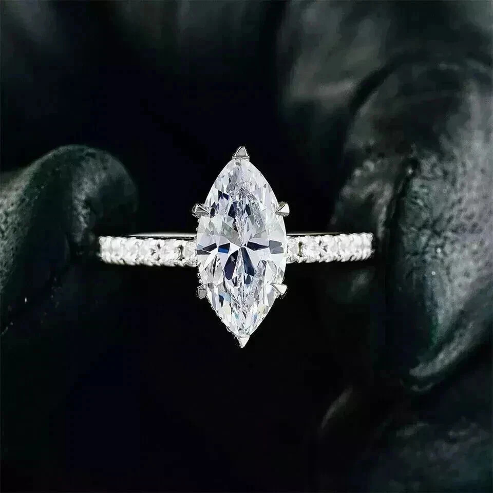 Marquise Cut 3.10 Ct Moissanite Prong Setting Wedding Engagement Ring