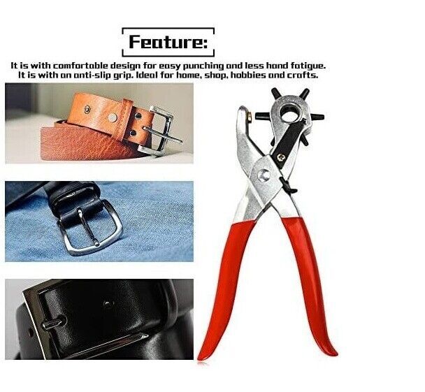 Puncher Tool Leather Punch Plier Leather Belt Revolving Perforator Round Hole