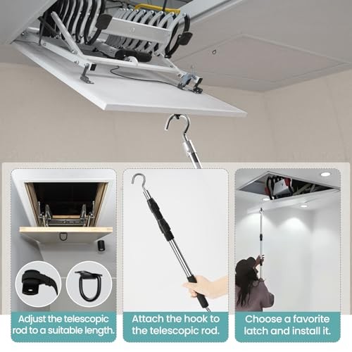 Attic Pull Down Hook, Extendable Attic Pull Rod, Attic Ladder Pull Down System