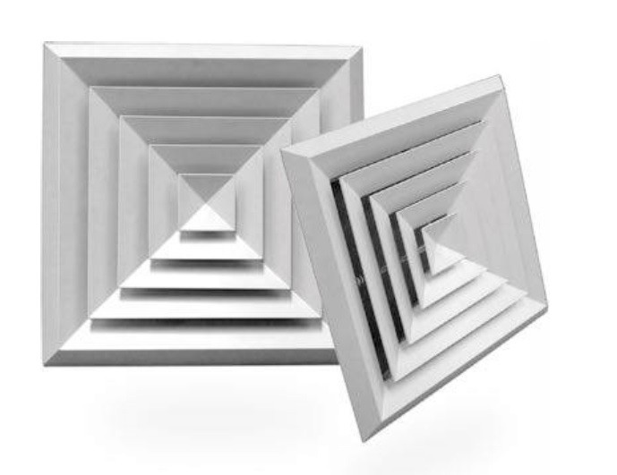 DUCT SQUARE CELILING AIR DIFFUSER/ ALUMINUM WITH ADAPTER Mode:BD4 375x375mm