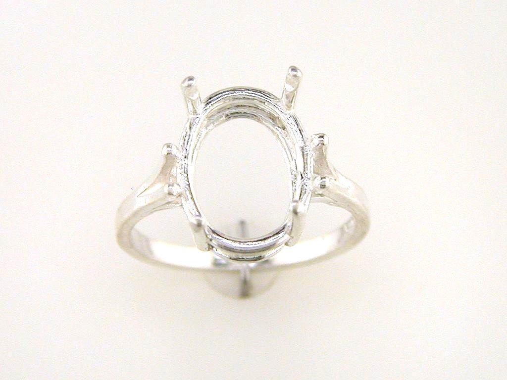 (11 x 9 mm - 14 x 12 mm) Oval 4 Prong Split Shank Ring Setting Sterling Silver