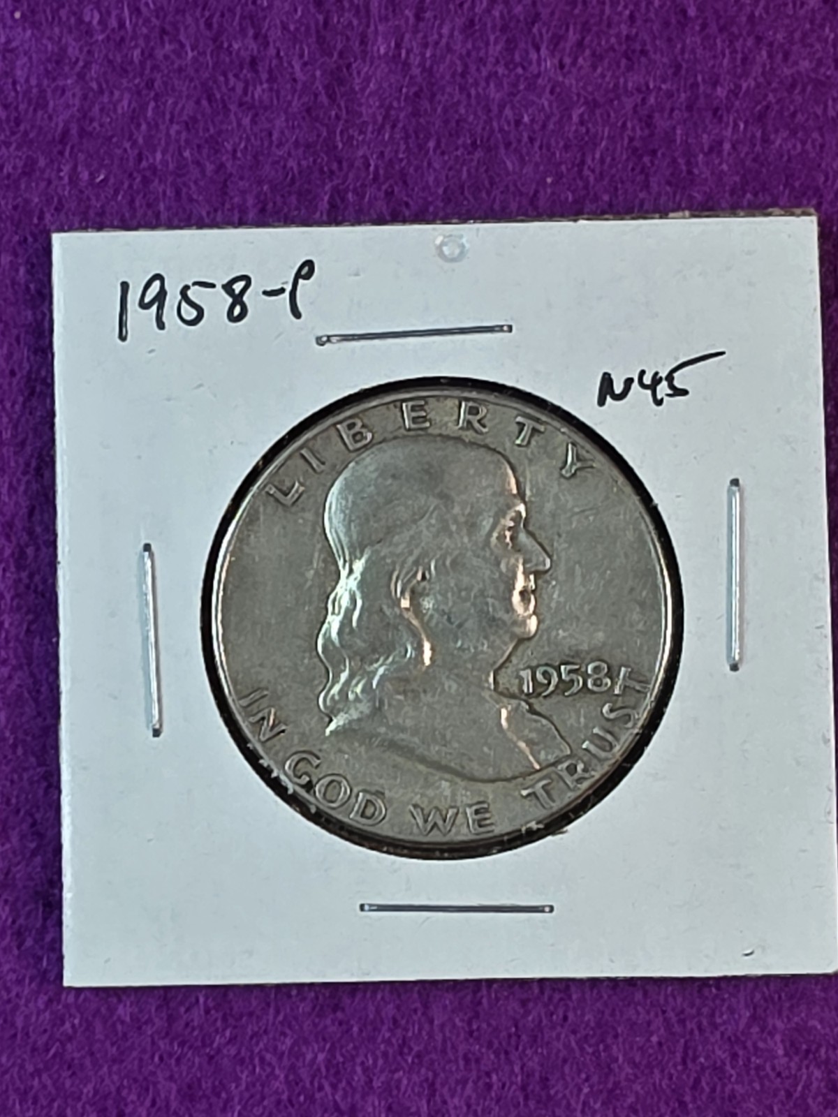 1958 P Franklin Half Dollar 50c U.S. Coin 90% Silver