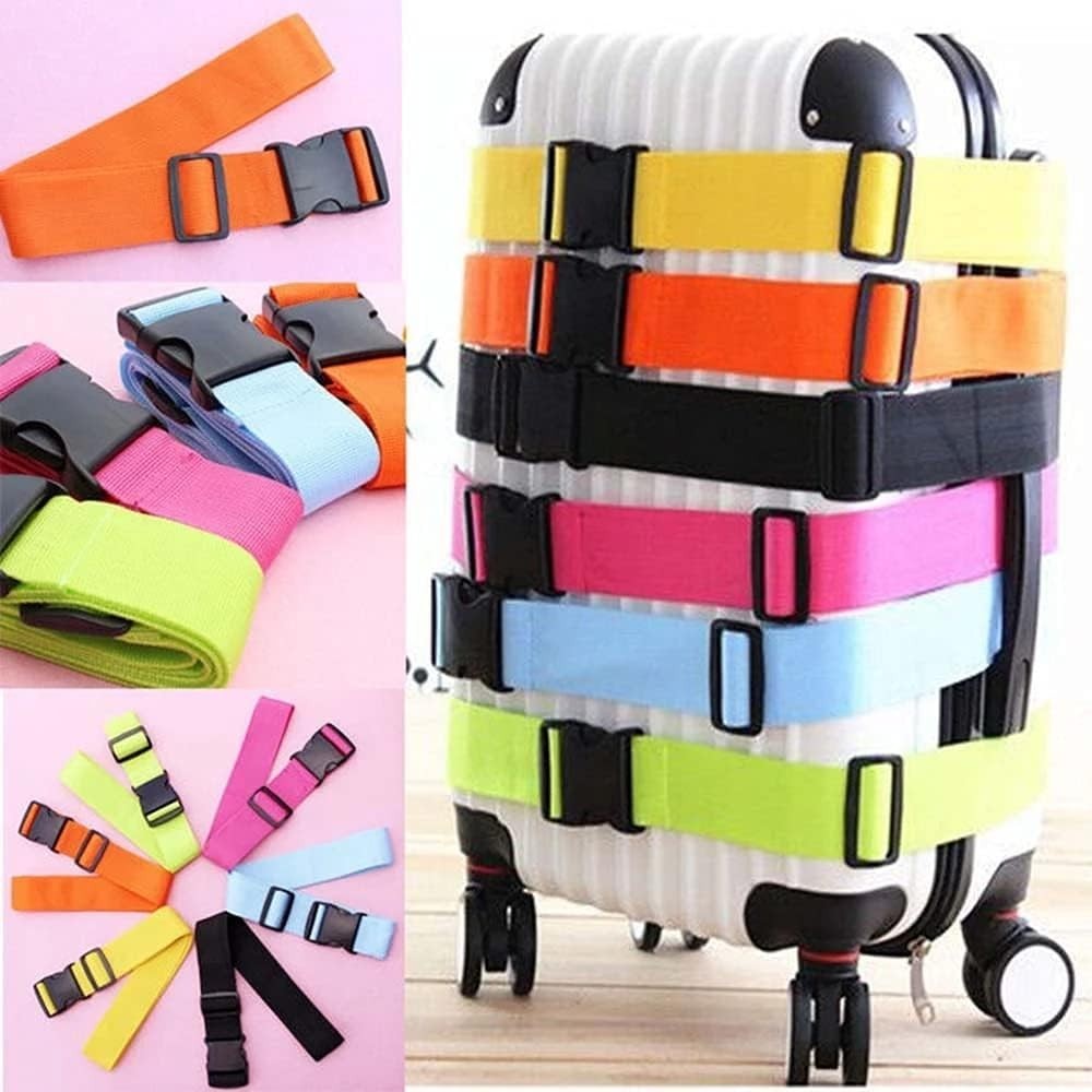 Adjustable 2-Pack Travel Suitcase Straps with Quick Release Buckle - Black