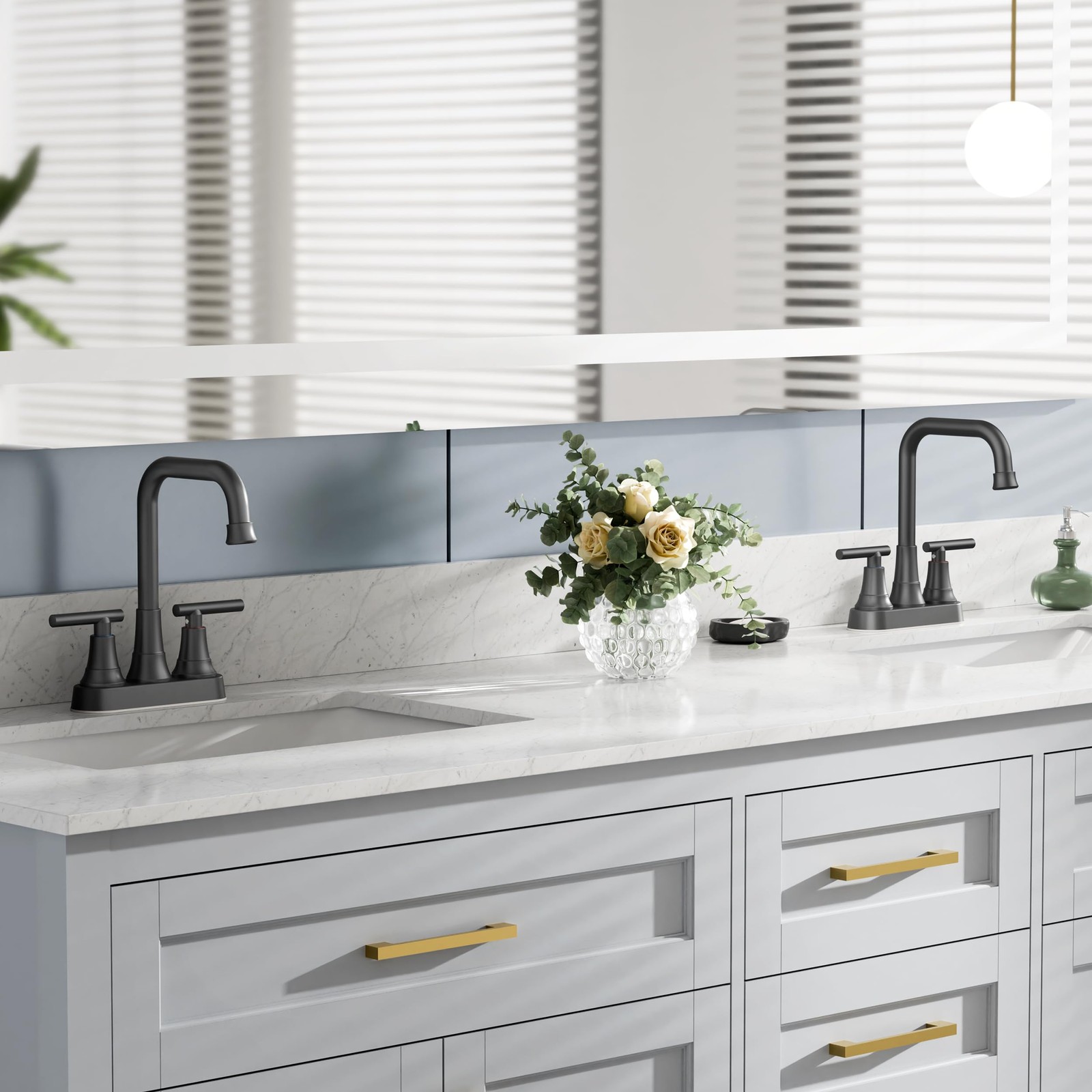 FORIOUS RV Bathroom Sink Faucet 2 or 3 Hole Matte Black, 4 Inch Cenerset Bath...