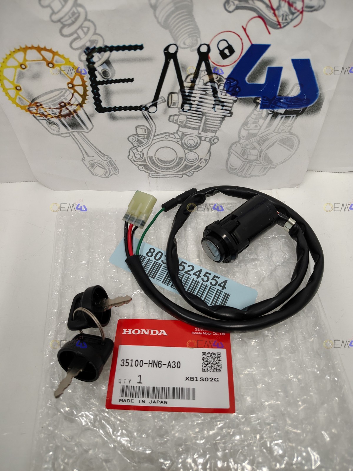 Honda Genuine OEM Ignition Key Switch 06-26 TRX250 EX X Sportrax 35100-HN6-A30