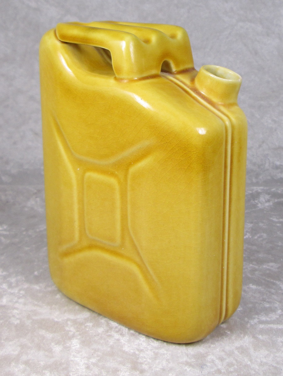 Franor Royale Pottery Jerrycan Decanter WW2 1944 Yellow  6-3/4in T France Jerry