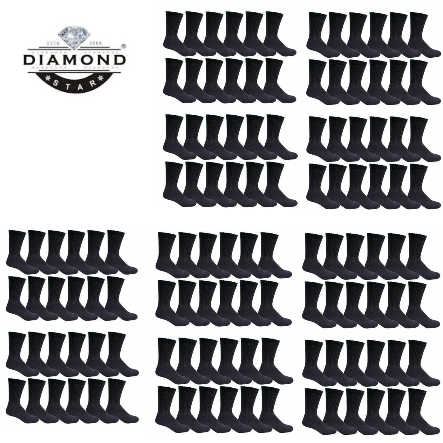 Wholesale Bulk Lots Mens Black Solid Crew Socks Sports Casual Cotton 9-11 10-13