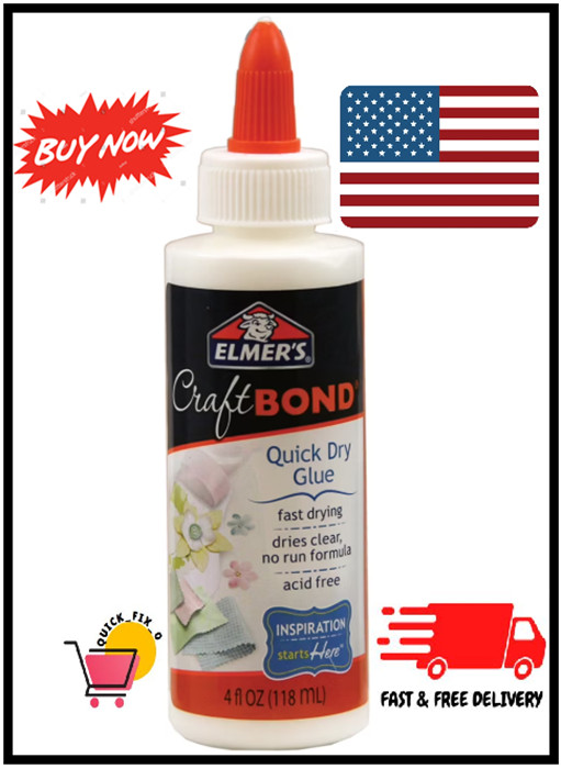 Elmer’s Craft Bond QUICK DRY GLUE CLEAR ACID-FREE • NO-RUN FORMULA • FAST DRYING