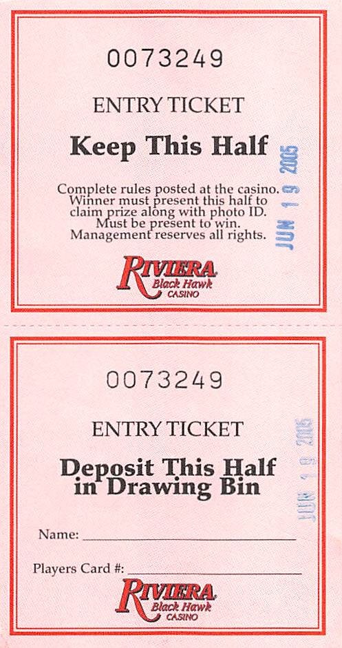 Riviera Casino - Black Hawk, CO - Vintage Paper Contest Ticket