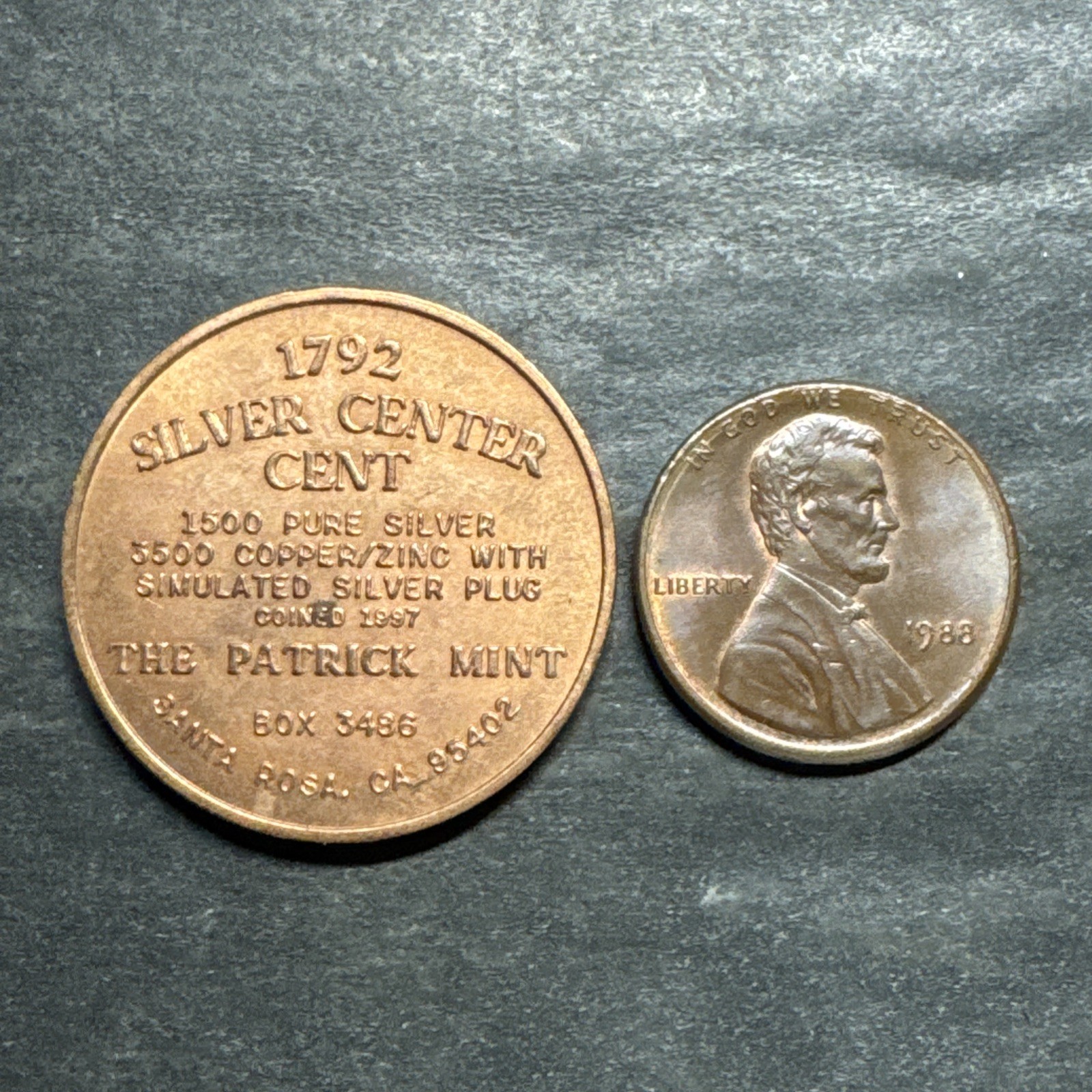 1792 silver center cent patrick mint 1997 Pattern Copper Coin Token Medal