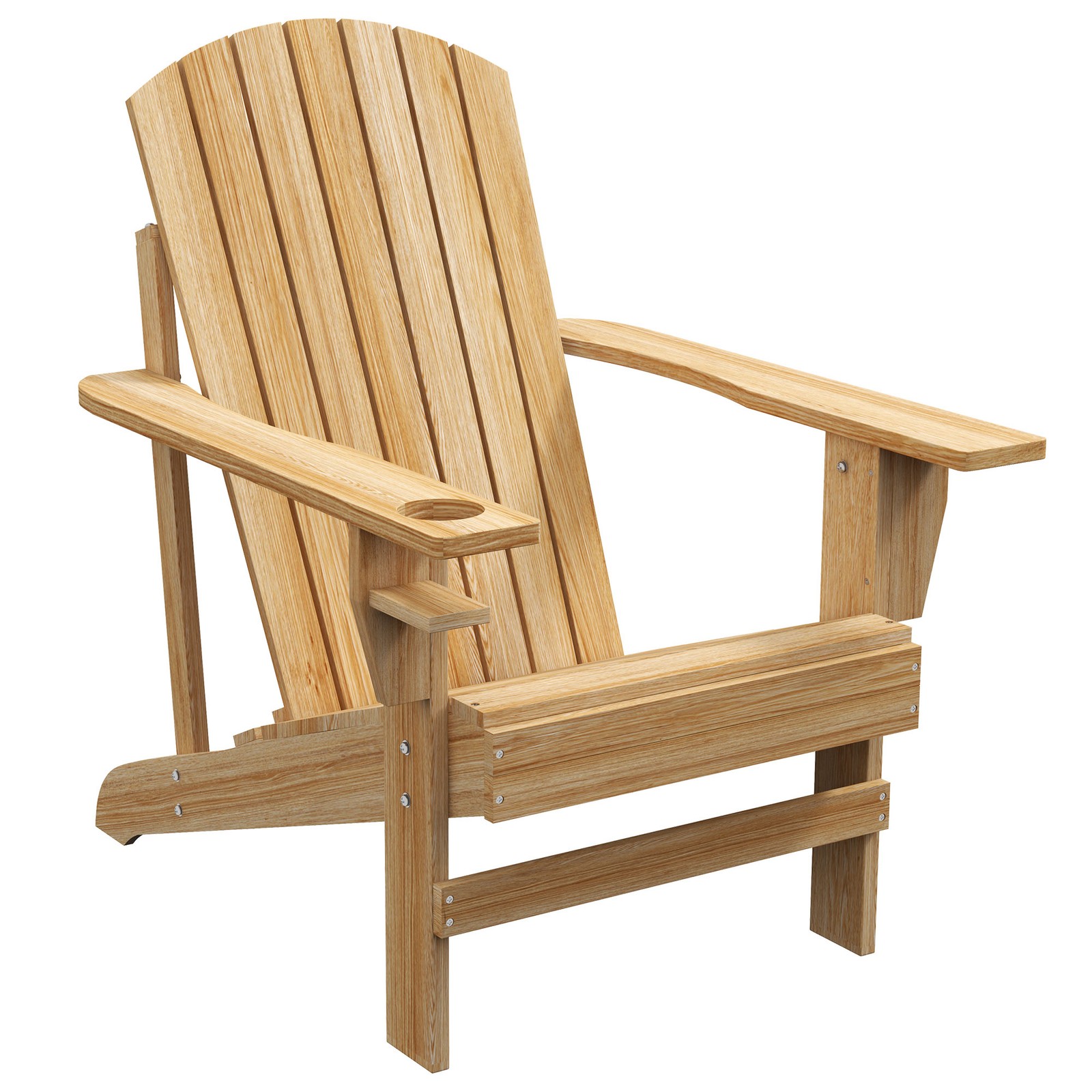 Wood Adirondack Chair, Wooden Outdoor & Patio Seating for Fire Pit, Natural