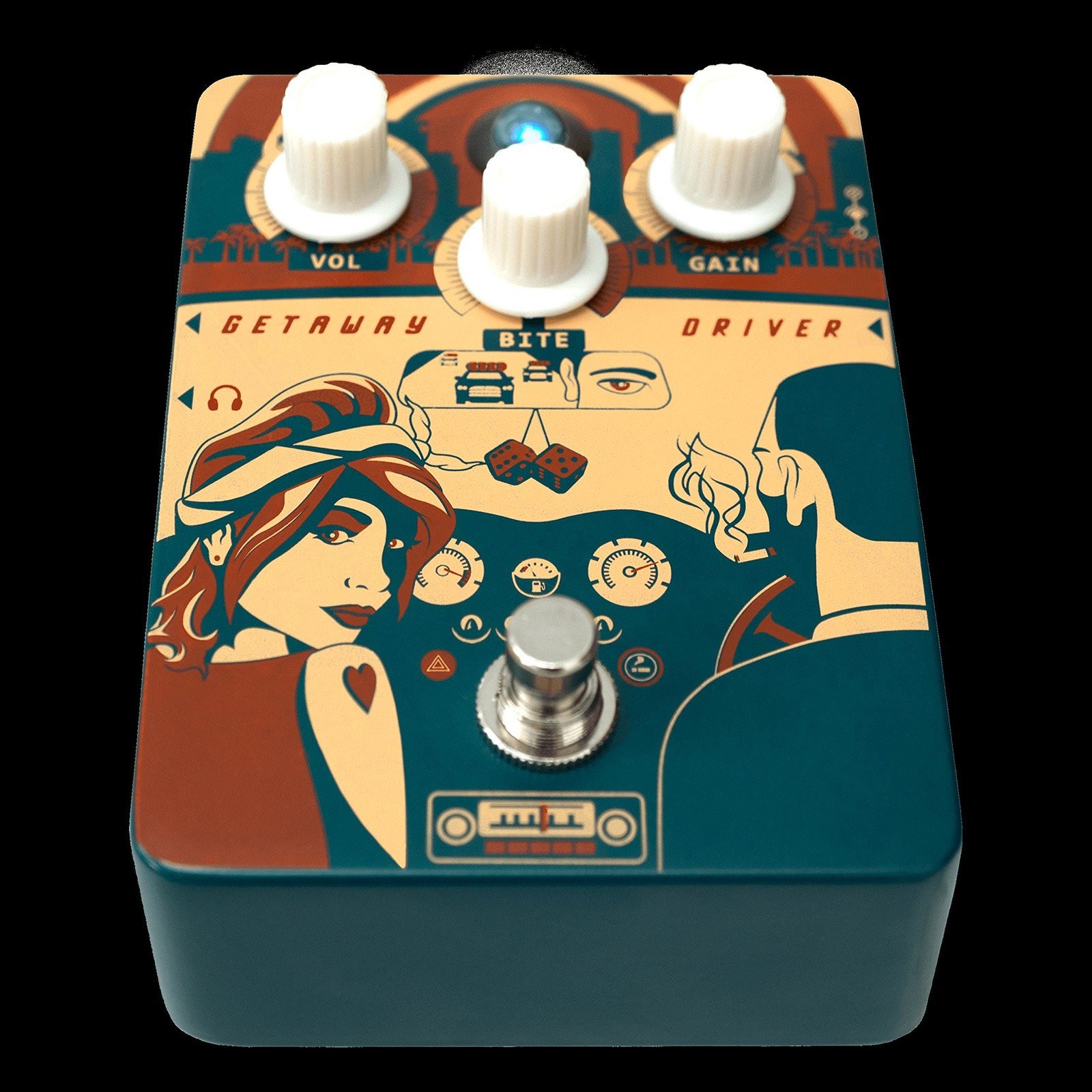 Orange Getaway Driver Overdrive Pedal, Blue