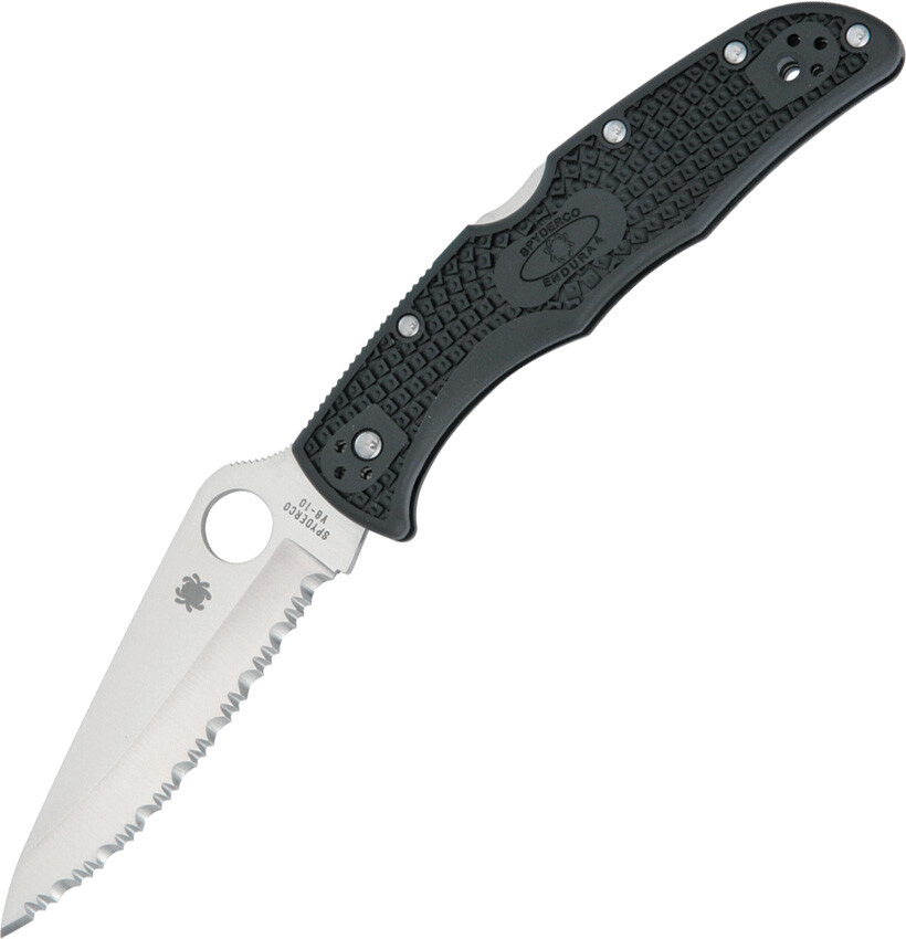 Spyderco Endura 4 Lockback VG-10 Serrated Black FRN Handle Folding Knife 10SBK