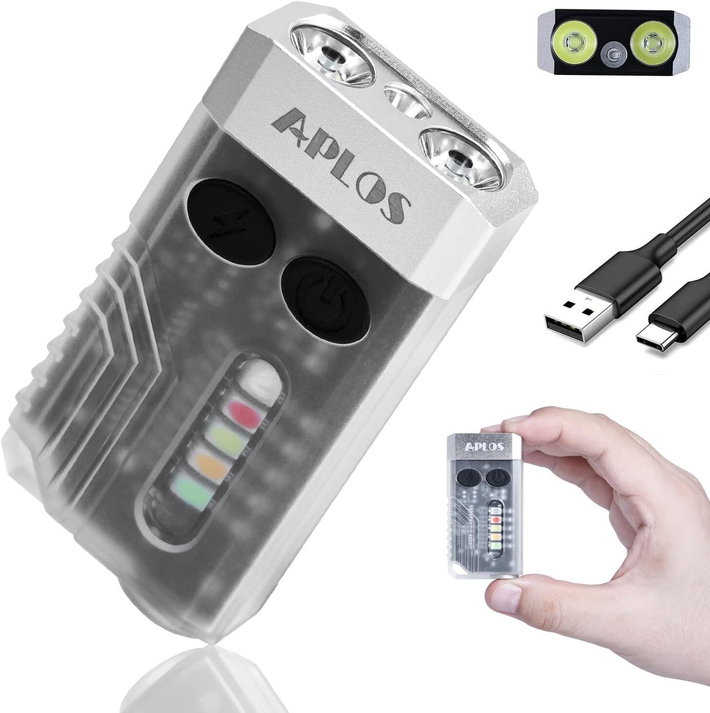 APLOS L02 1000 Lumens Rechargeable Pocket/Keychain EDC Flashlight (White)