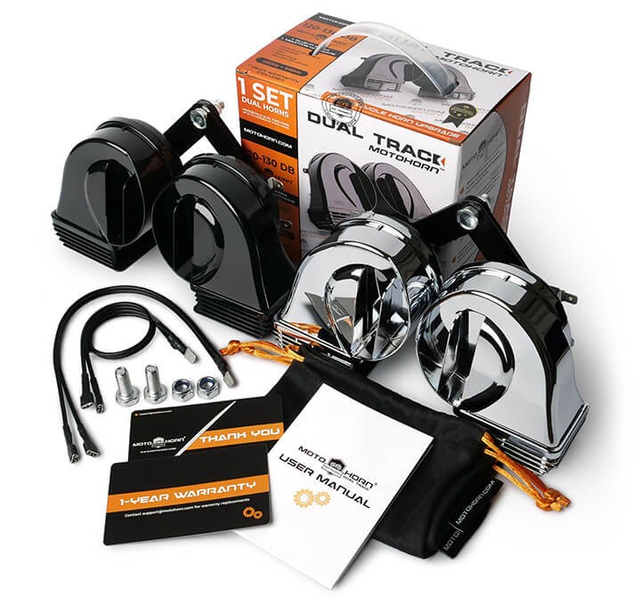 MotoHorn Dual Track Automotive Upgrade 120-130 Dual Horns Chrome FREE SHIP