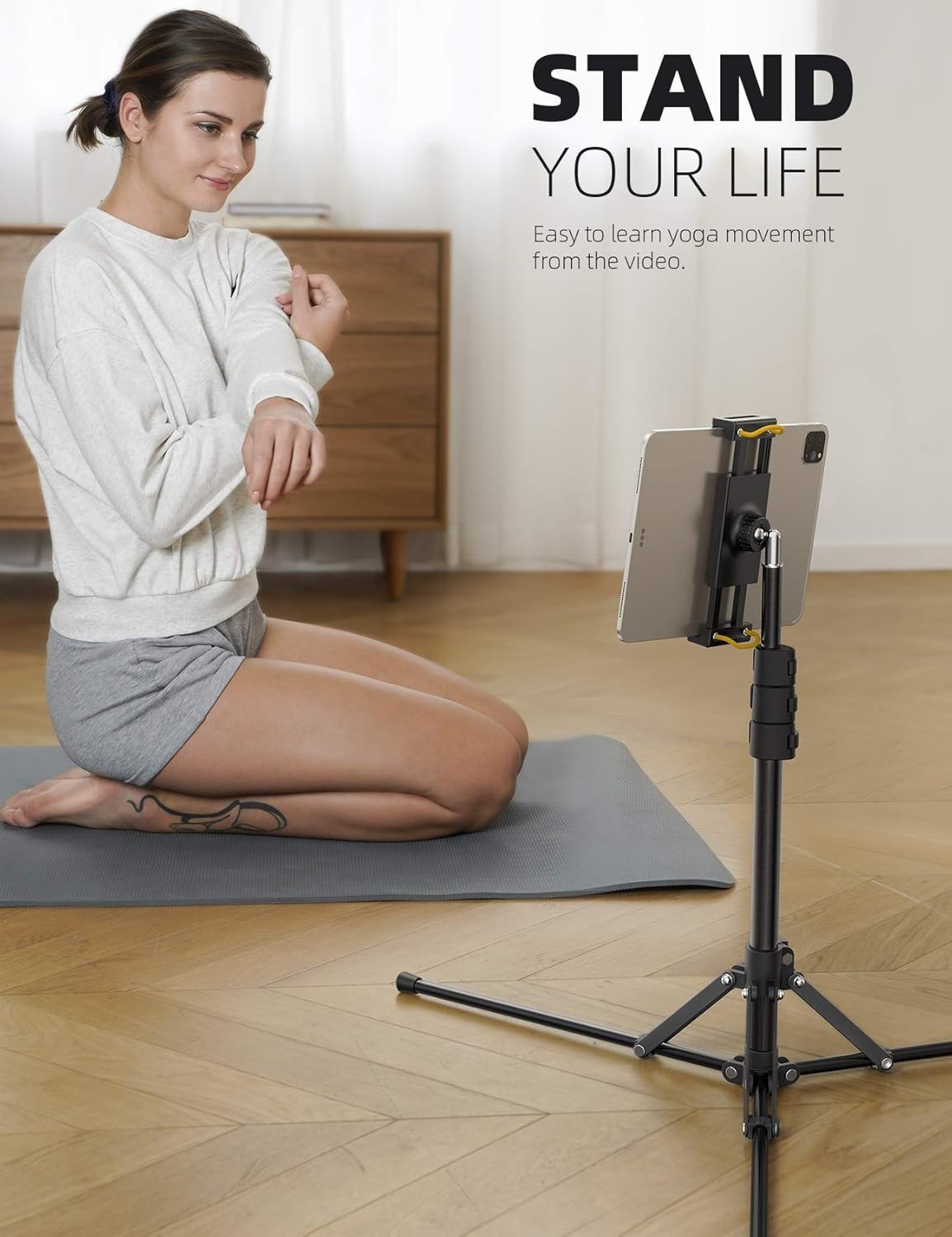 Lamicall Tablet Floor Tripod Stand - 64.9" Tablet Holder Mount Bluetooth Remote