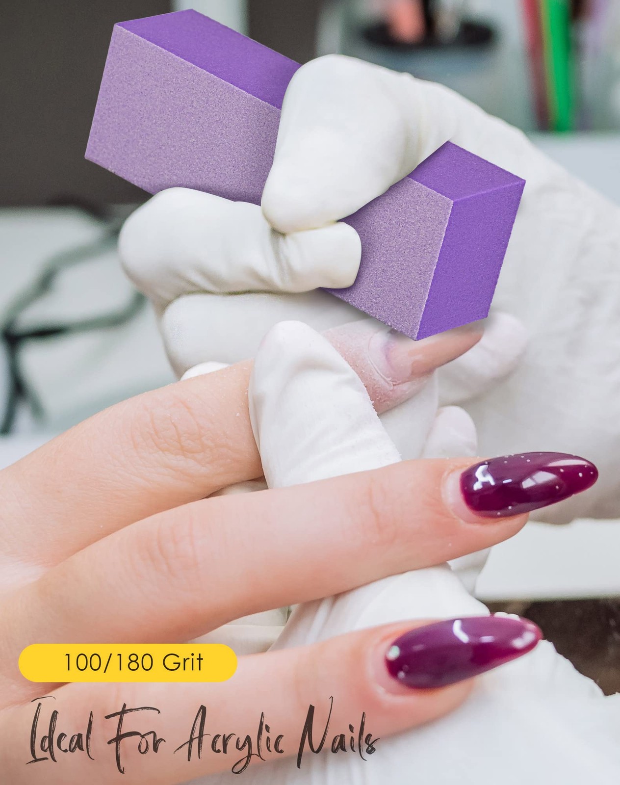 Maryton Nail Buffer Block, Purple - 5ct - Finishing Buffer,