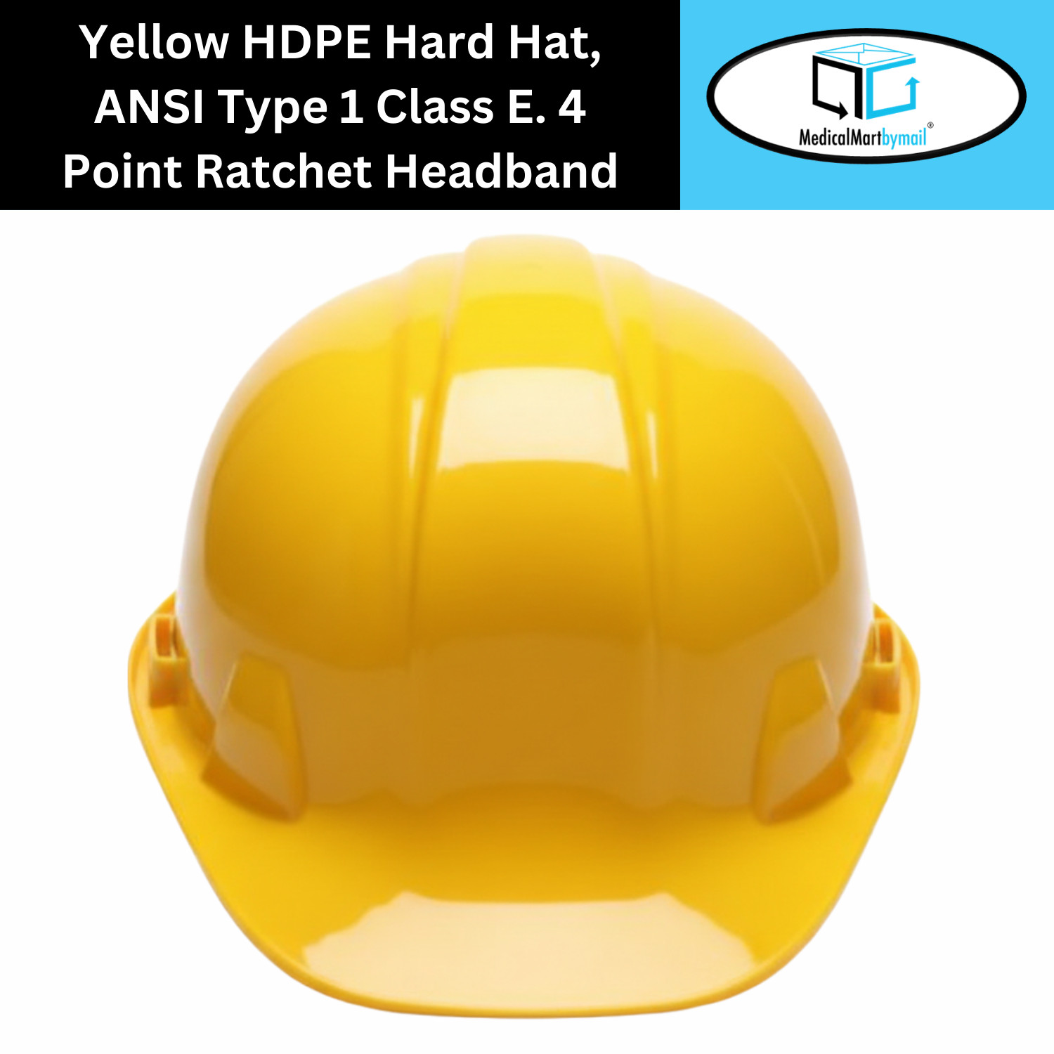 Yellow Hard Hat 4 Point Ratchet Headband, ANSI Type 1 Class E