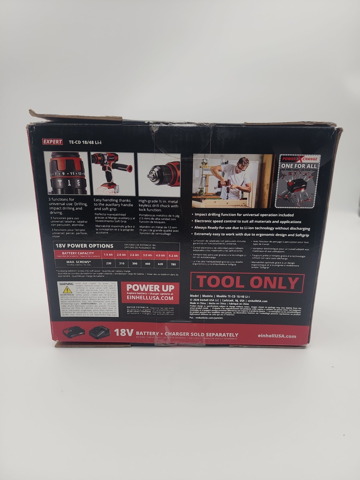 Einhell 18v 1/2 In Cordless Hammer Drill/driver