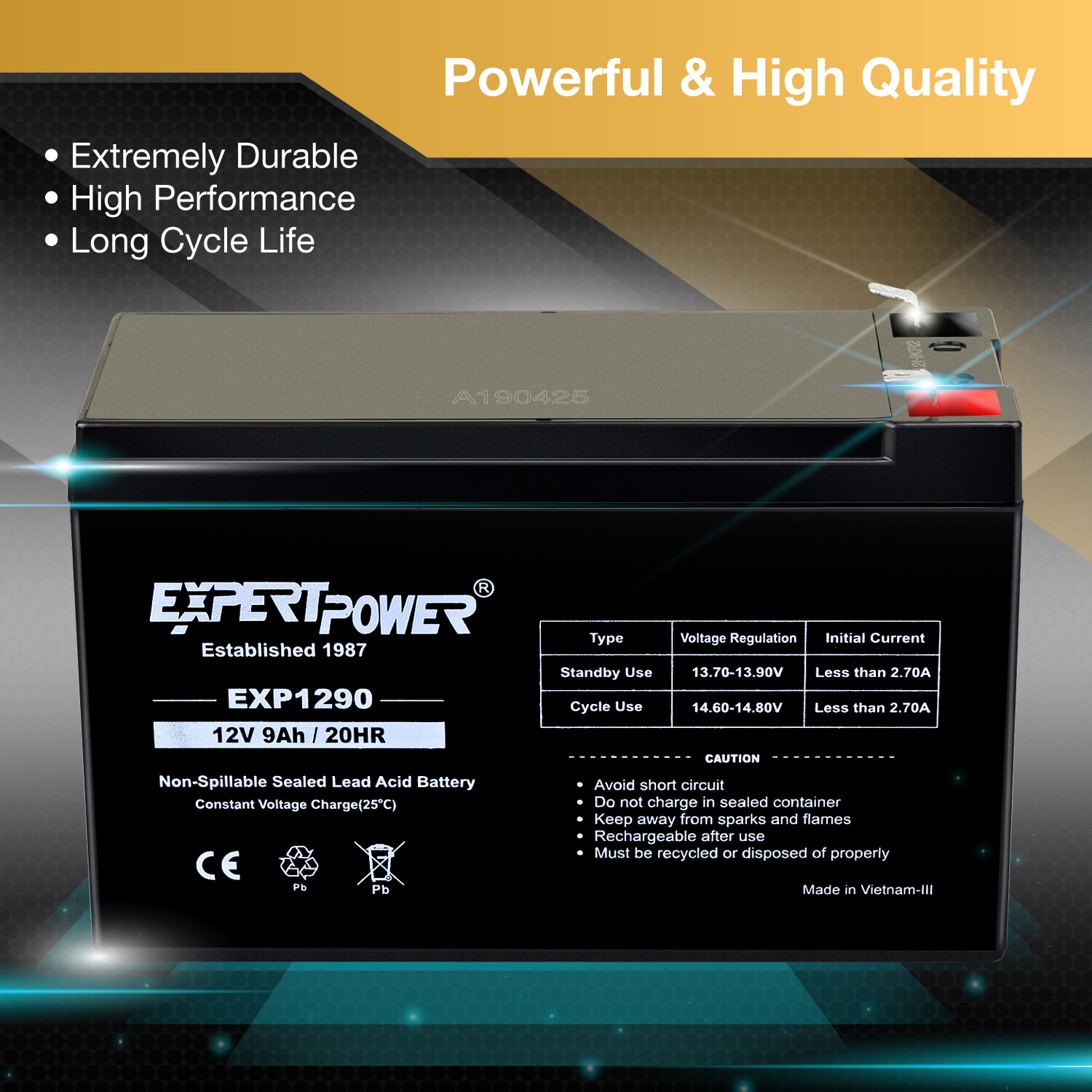 ExpertPower 2 Pack - 12V 9Ah SLA Battery for RAZOR Scooter E200 E225 E300 E325